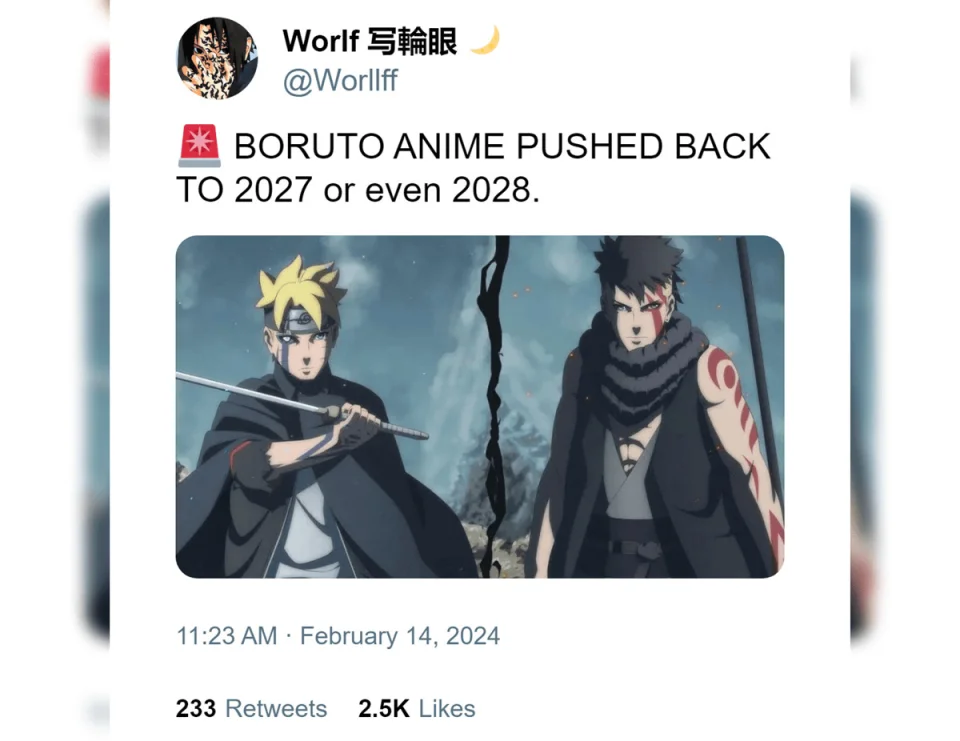Boruto could delay his return until 2028