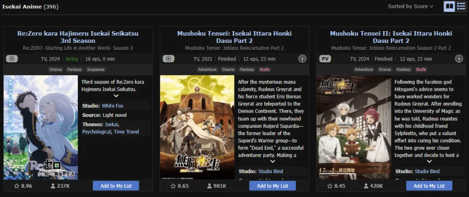 Re:ZERO Overtakes Mushoku Tensei as Best isekai